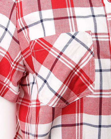 INGNI（イング） 前結びチェック柄／半袖シャツ ｱｶ