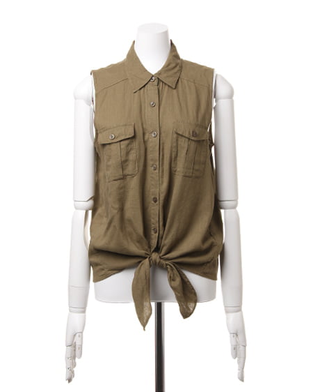 INGNI（イング） 前結びノースリ／シャツ ｶｰｷ