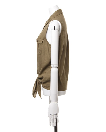 INGNI（イング） 前結びノースリ／シャツ ｶｰｷ