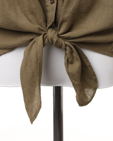 INGNI（イング） 前結びノースリ／シャツ ｶｰｷ