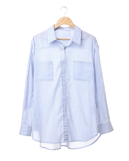 INGNI(イング) 3WAY BIGストライプ／シャツ ｵﾌﾎﾜｲﾄ/ﾌﾞﾙｰ