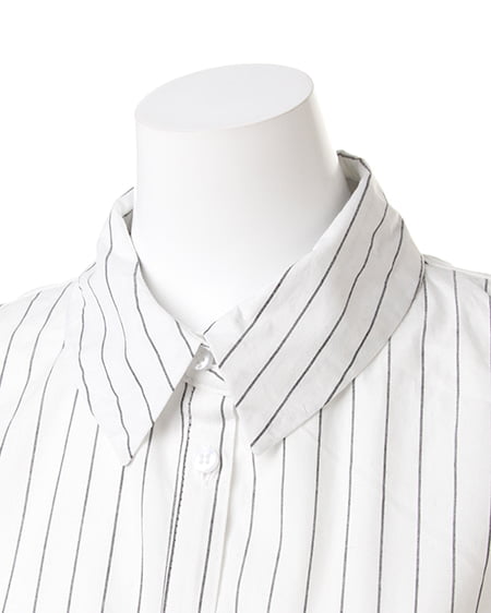 INGNI（イング） 袖フリル前結びストライプ／シャツ ｵﾌﾎﾜｲﾄ/ｸﾛ