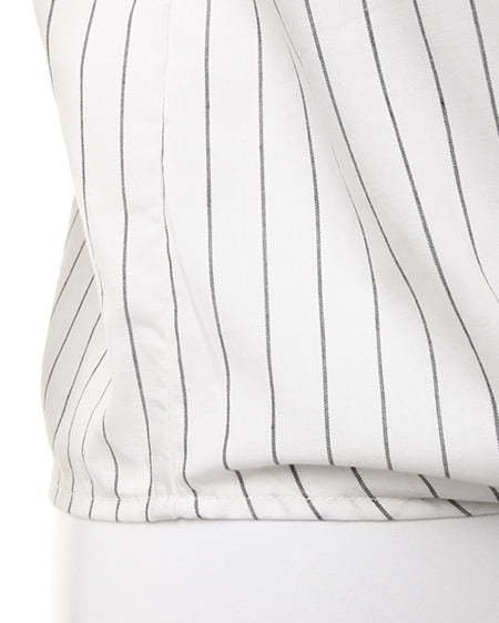 INGNI（イング） 袖フリル前結びストライプ／シャツ ｵﾌﾎﾜｲﾄ/ｸﾛ