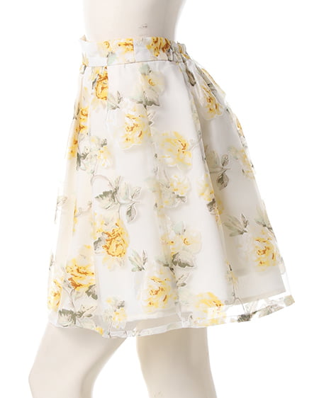 INGNI（イング） 花柄オーガンジー／スカート ｵﾌﾎﾜｲﾄ/ｲｴﾛｰ