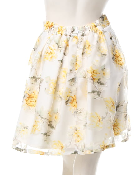 INGNI（イング） 花柄オーガンジー／スカート ｵﾌﾎﾜｲﾄ/ｲｴﾛｰ