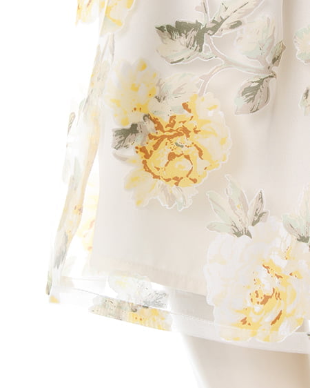 INGNI（イング） 花柄オーガンジー／スカート ｵﾌﾎﾜｲﾄ/ｲｴﾛｰ