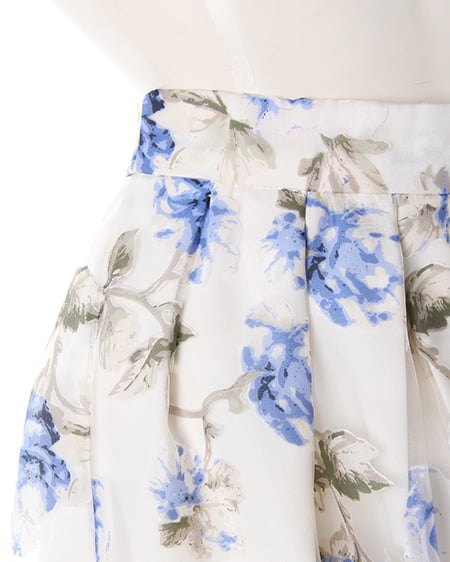 美品♡Rene TISSUE お花地模様 オーガン入 ふんわり スカート 38 René - 美品♡Rene TISSUE お花地模様 オーガン入 ふんわり