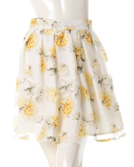 美品♡Rene TISSUE お花地模様 オーガン入 ふんわり スカート 38 René - 美品♡Rene TISSUE お花地模様 オーガン入 ふんわり