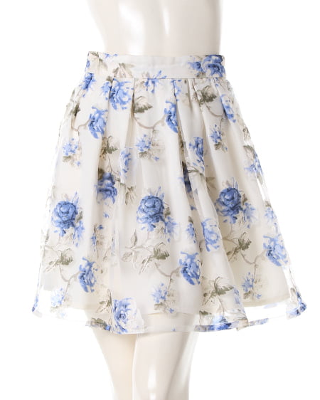 美品♡Rene TISSUE お花地模様 オーガン入 ふんわり スカート 38 René - 美品♡Rene TISSUE お花地模様 オーガン入 ふんわり