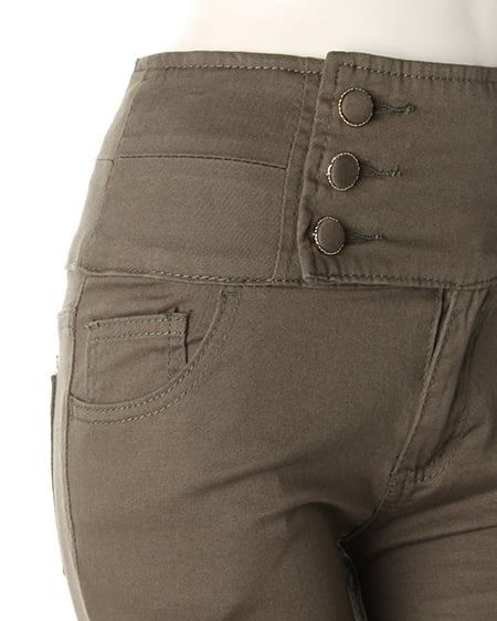 INGNI(イング) 6つ釦ハイウエストスキニー/パンツ カーキ