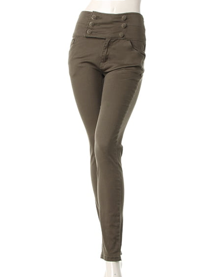 INGNI(イング) 6つ釦ハイウエストスキニー／パンツ ｶｰｷ