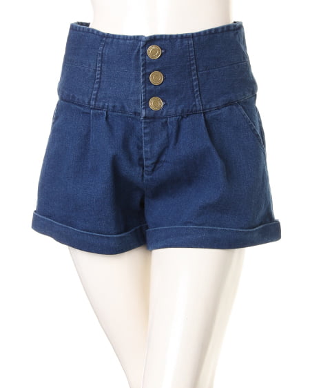 INGNI（イング） C前ボタンハイウエストショート／パンツ ﾃﾞﾆﾑ