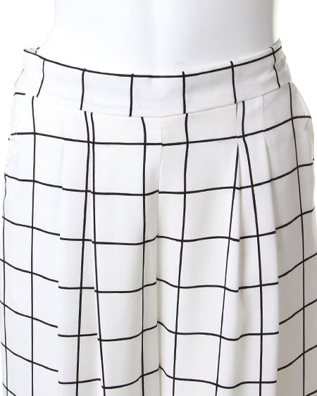 INGNI（イング） ガウチョ／パンツB ｵﾌﾎﾜｲﾄ/ﾁｪｯｸ