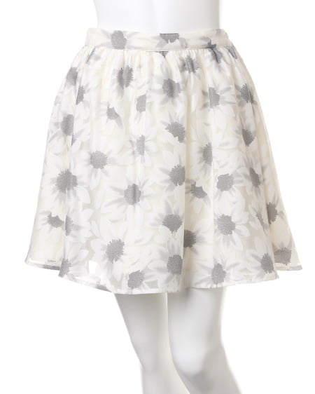 INGNI（イング） オパールヒマワリ柄／スカート ｵﾌﾎﾜｲﾄ