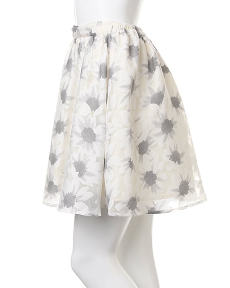 INGNI（イング） オパールヒマワリ柄／スカート ｵﾌﾎﾜｲﾄ