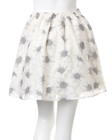 INGNI（イング） オパールヒマワリ柄／スカート ｵﾌﾎﾜｲﾄ