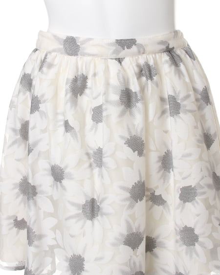 INGNI（イング） オパールヒマワリ柄／スカート ｵﾌﾎﾜｲﾄ