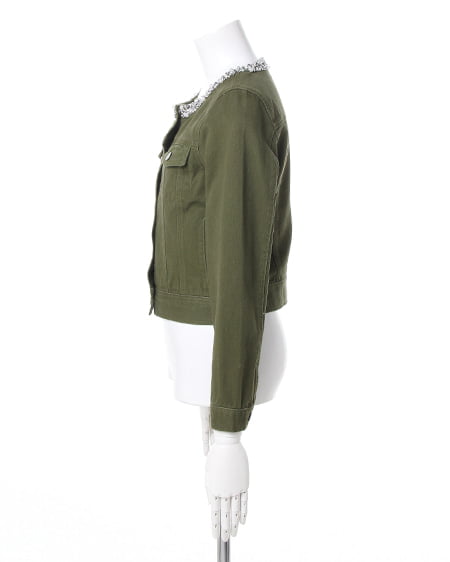 INGNI（イング） ビジュー付ノーカラー／Gジャン ｶｰｷ