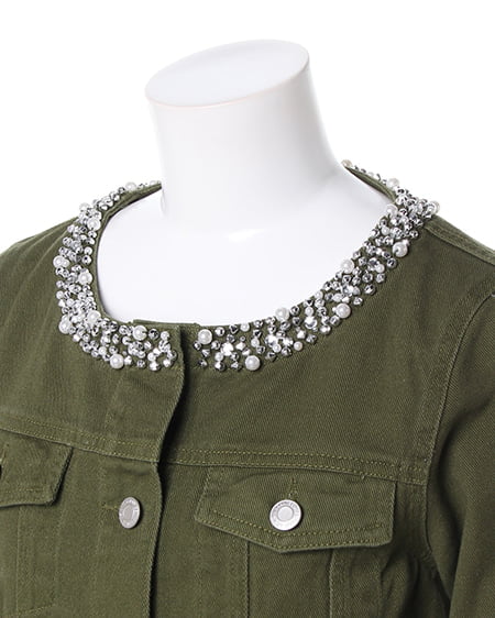 INGNI（イング） ビジュー付ノーカラー／Gジャン ｶｰｷ