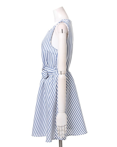 INGNI（イング） ウエストリボンストライプ／ワンピース ｻｯｸｽ/ｽﾄﾗｲﾌﾟ