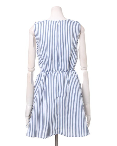 INGNI（イング） ウエストリボンストライプ／ワンピース ｻｯｸｽ/ｽﾄﾗｲﾌﾟ