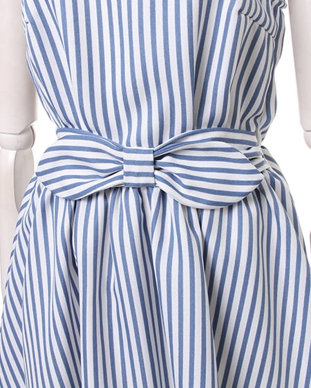 INGNI（イング） ウエストリボンストライプ／ワンピース ｻｯｸｽ/ｽﾄﾗｲﾌﾟ
