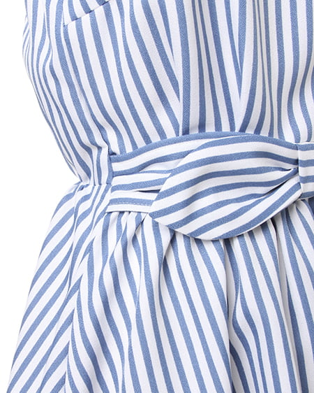 INGNI（イング） ウエストリボンストライプ／ワンピース ｻｯｸｽ/ｽﾄﾗｲﾌﾟ