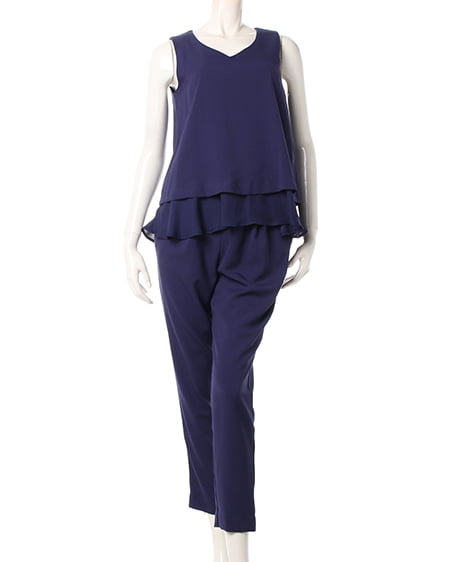 INGNI(イング) 裾フリルストレッチJZロング/コンビネゾン コン