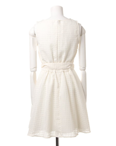 INGNI（イング） サッシュ付シアーギンガムF＆F／ワンピース ｵﾌﾎﾜｲﾄ