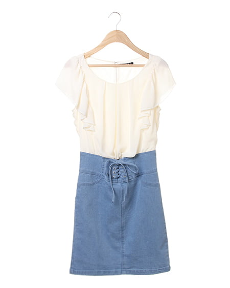 INGNI(イング) フリルドッキング／ワンピース ﾃﾞﾆﾑ/ﾌﾞﾘｰﾁ