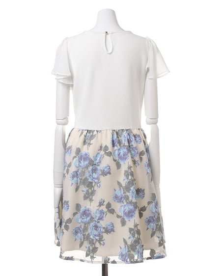 INGNI(イング) オパール花柄スカートドッキング/ワンピース オフホワイト/ブルー