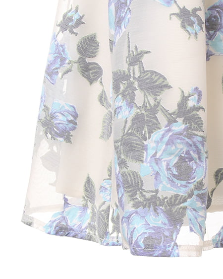 INGNI(イング) オパール花柄スカートドッキング/ワンピース オフホワイト/ブルー