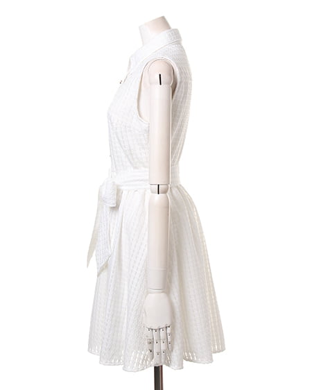 INGNI（イング） シアーチェックノースリシャツ／ワンピース ｵﾌﾎﾜｲﾄ