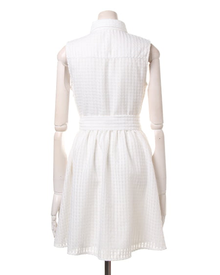 INGNI（イング） シアーチェックノースリシャツ／ワンピース ｵﾌﾎﾜｲﾄ