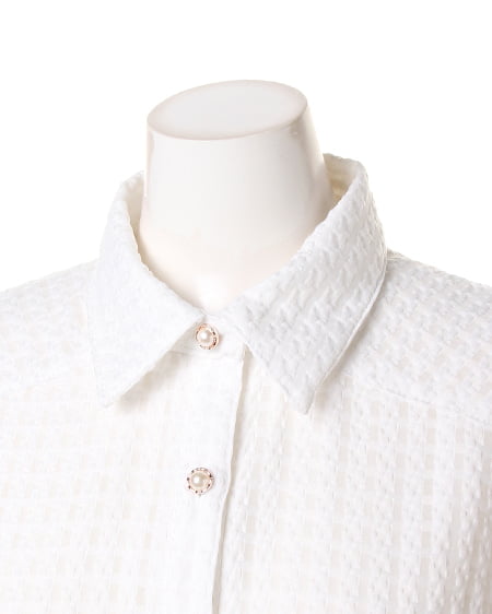 INGNI（イング） シアーチェックノースリシャツ／ワンピース ｵﾌﾎﾜｲﾄ