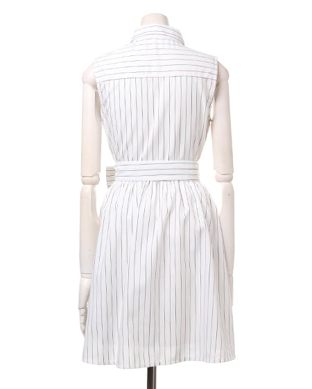 INGNI（イング） サッシュ付シャツ／ワンピース ｵﾌﾎﾜｲﾄ/ｽﾄﾗｲﾌﾟ