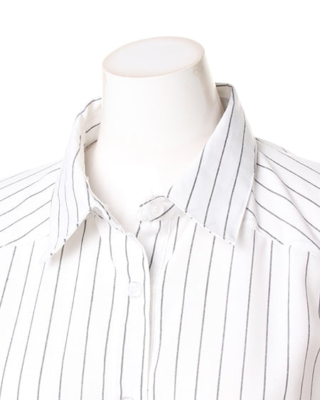 INGNI（イング） サッシュ付シャツ／ワンピース ｵﾌﾎﾜｲﾄ/ｽﾄﾗｲﾌﾟ