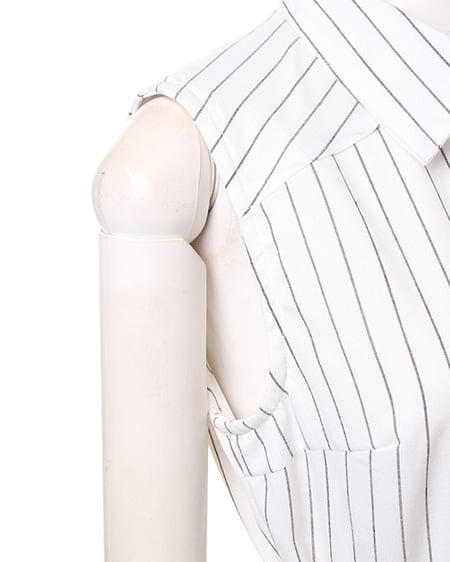 INGNI（イング） サッシュ付シャツ／ワンピース ｵﾌﾎﾜｲﾄ/ｽﾄﾗｲﾌﾟ