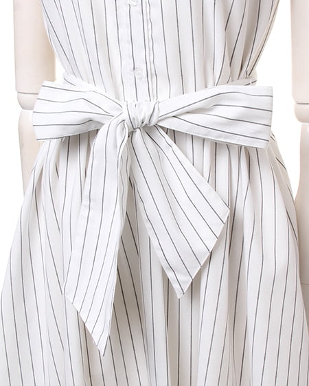 INGNI（イング） サッシュ付シャツ／ワンピース ｵﾌﾎﾜｲﾄ/ｽﾄﾗｲﾌﾟ