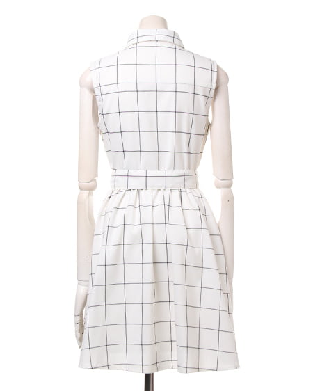 INGNI（イング） サッシュ付シャツ／ワンピース ｵﾌﾎﾜｲﾄ/ﾁｪｯｸ