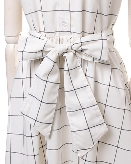 INGNI（イング） サッシュ付シャツ／ワンピース ｵﾌﾎﾜｲﾄ/ﾁｪｯｸ