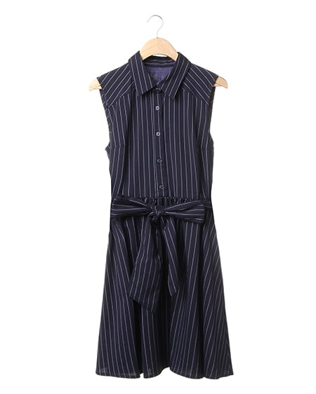 INGNI(イング) サッシュ付シャツ／ワンピース ｺﾝ/ｽﾄﾗｲﾌﾟ