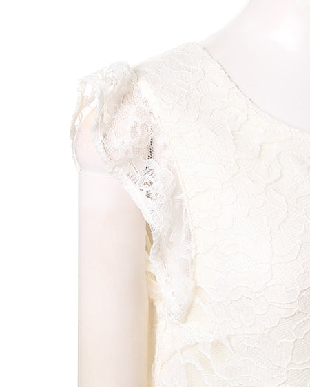 INGNI（イング） 袖フリルAラインレース／ワンピース ｵﾌﾎﾜｲﾄ