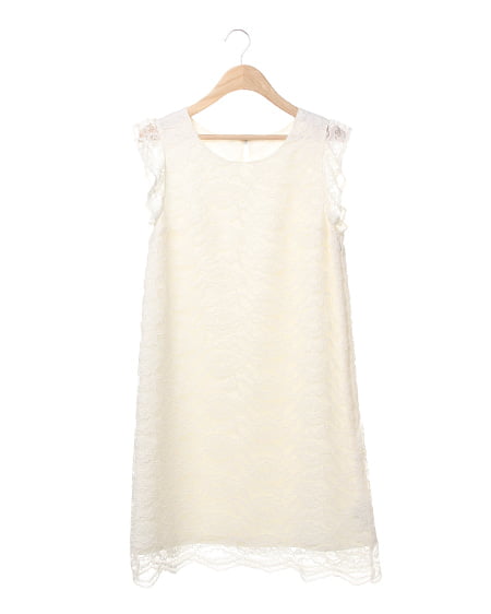 INGNI(イング) 袖フリルAラインレース／ワンピース ｵﾌﾎﾜｲﾄ