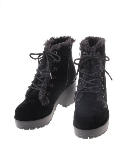 INGNI（イング） ラグソールもれファー／ブーツ ｸﾛ