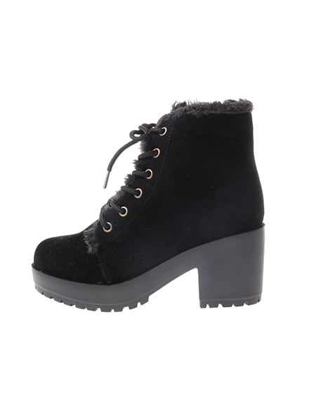 INGNI（イング） ラグソールもれファー／ブーツ ｸﾛ