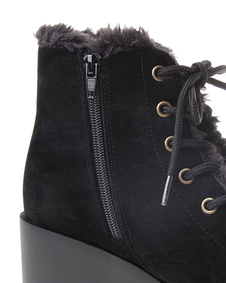 INGNI（イング） ラグソールもれファー／ブーツ ｸﾛ