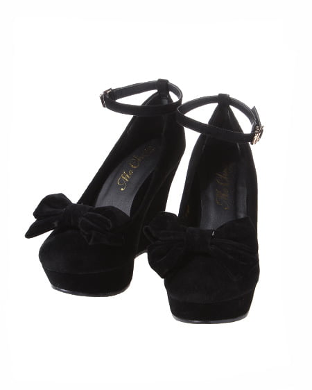 INGNI（イング） リボンウェッジ／パンプス ｸﾛ