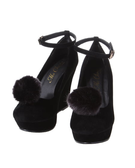 INGNI（イング） リボンウェッジ／パンプス ｸﾛ