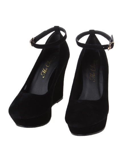 INGNI（イング） リボンウェッジ／パンプス ｸﾛ